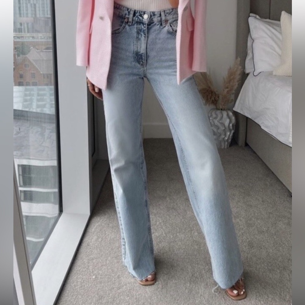 Zara High Rise Wide Leg Denim Jean